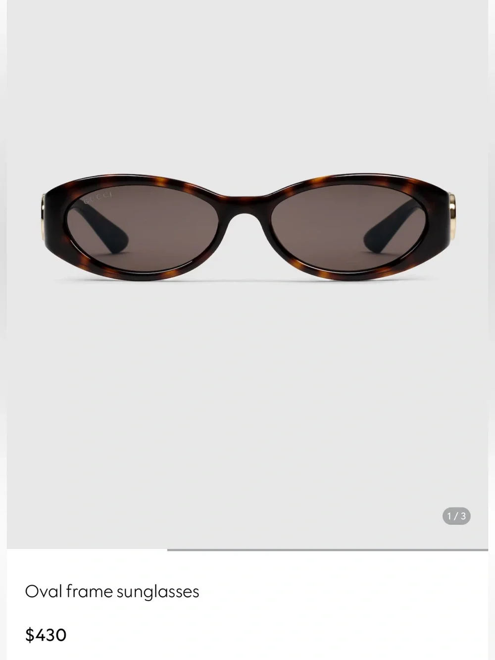 Gucci Tortoiseshell Oval Sunglasses with Brown Lenses